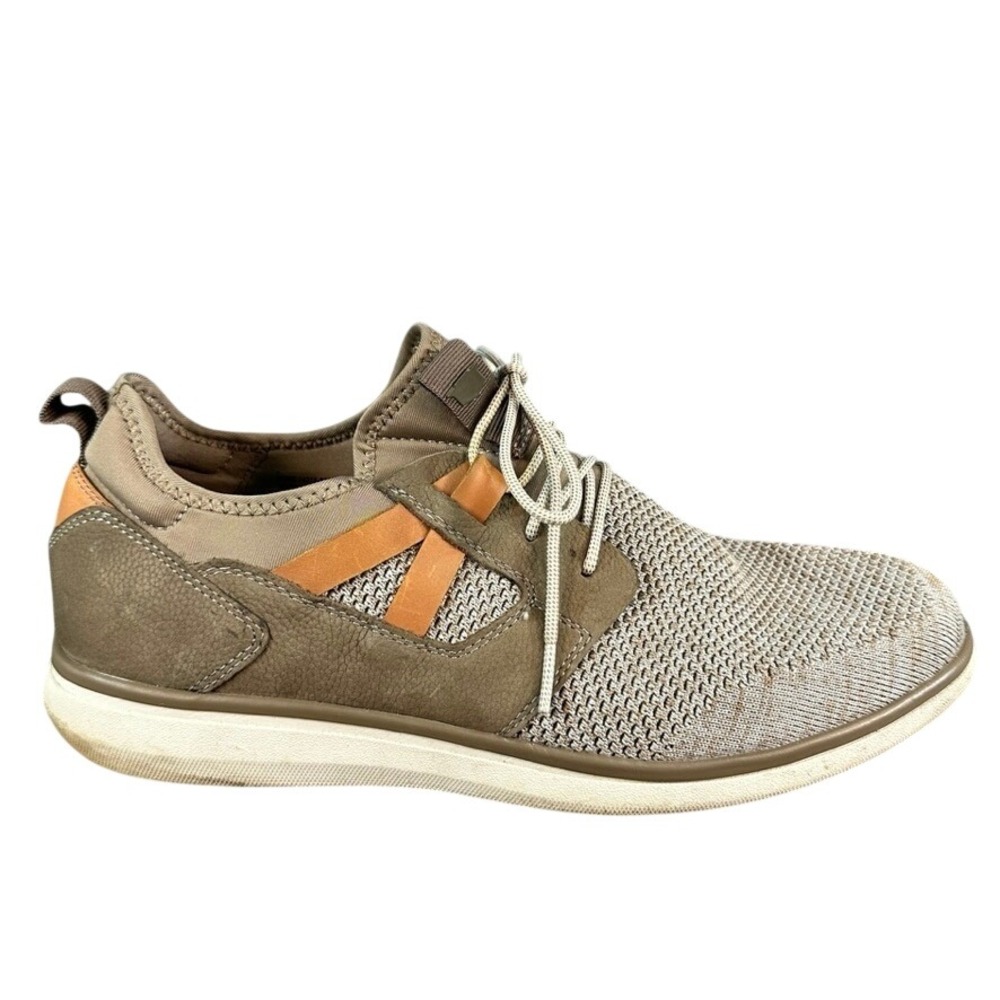 Florsheim Mens Crossover Knit Lace Up Sneakers Brown Leather Casual Shoes 11.5